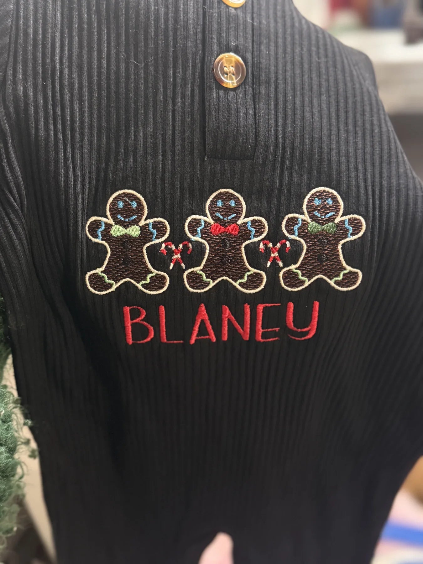 Personalized gingerbread name embroidery