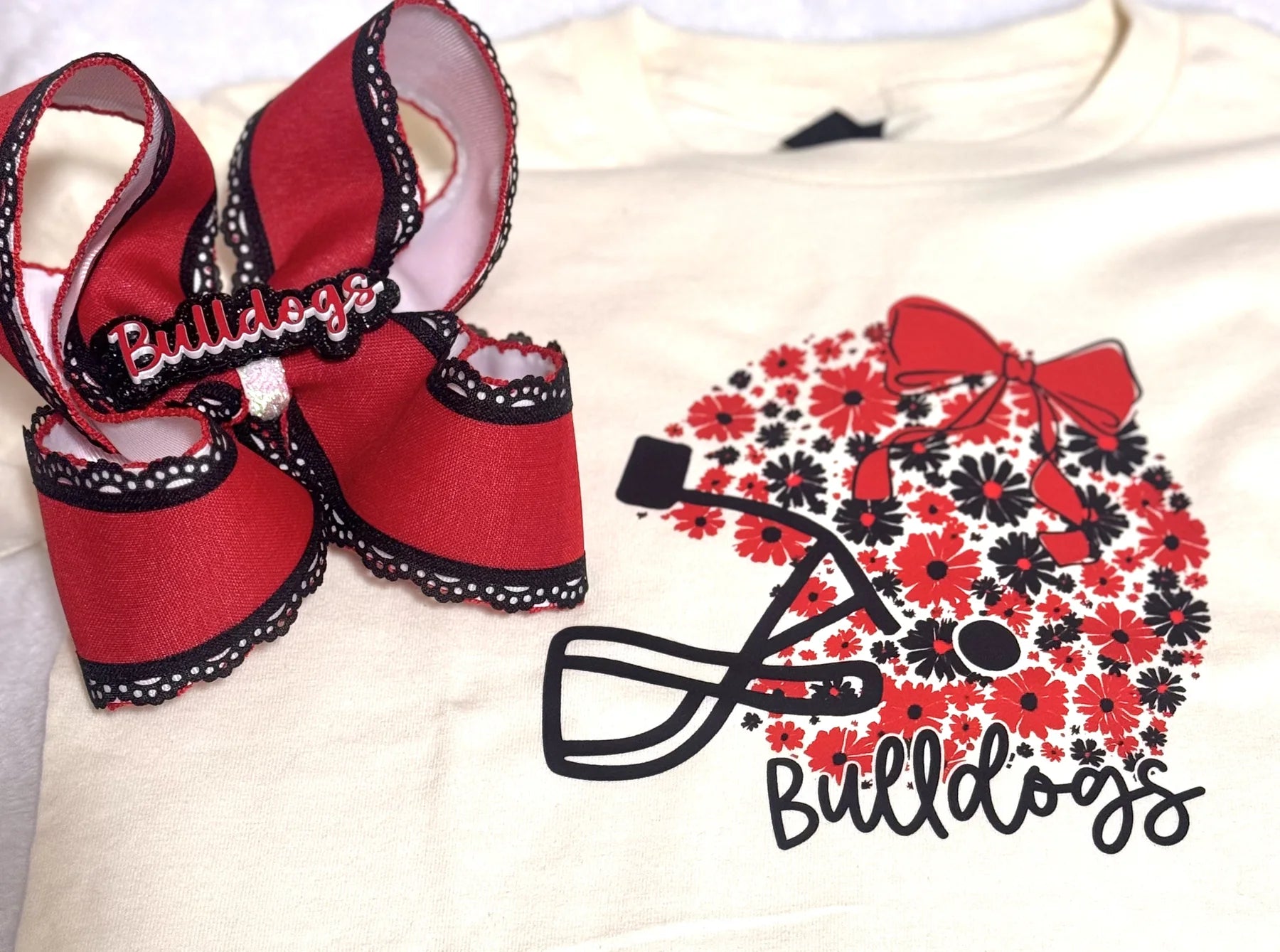 Bulldogs and cheer custom embroidery