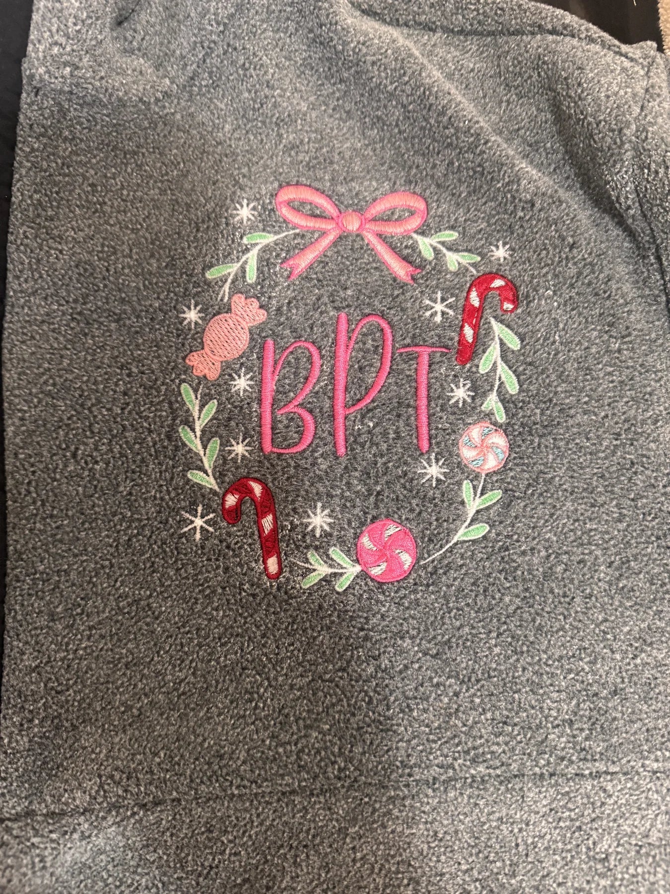 Pink monogram wreath embroidery